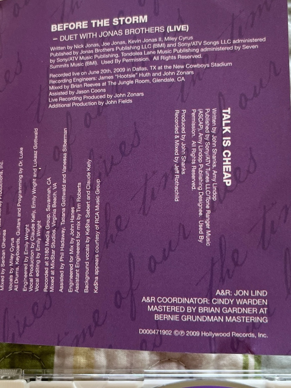 Miley Cyrus & Max Azria Purple CD Back Cover - Picture 5 of 7